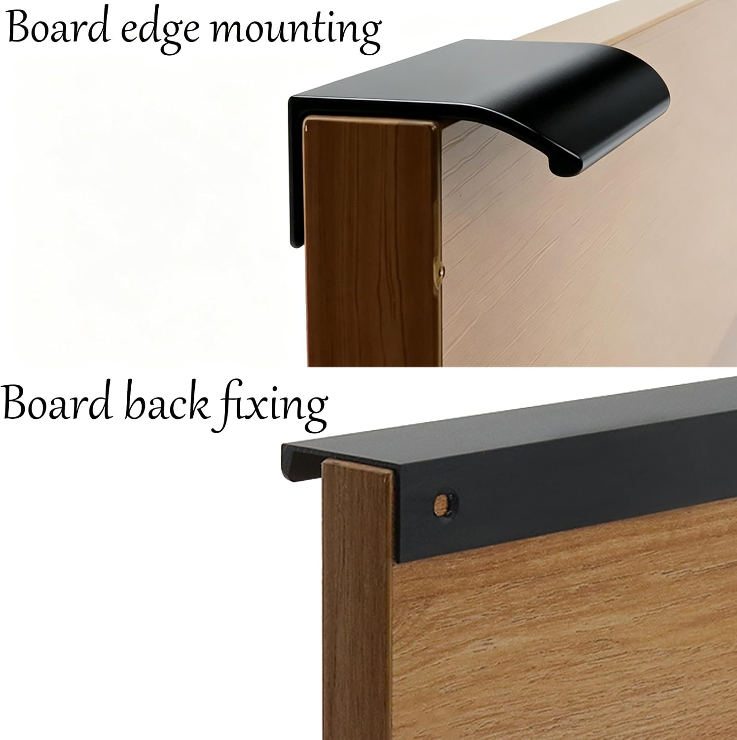 5.9 Inch Black Curved Edge Finger Pulls 10Pcs, 5.04 Inch Hole Spacing, Aluminum Alloy Funiture Pull, Back Mount Concealed Handles for Cabinets, Cupboard, Drawer, Dresser, Wardrobe