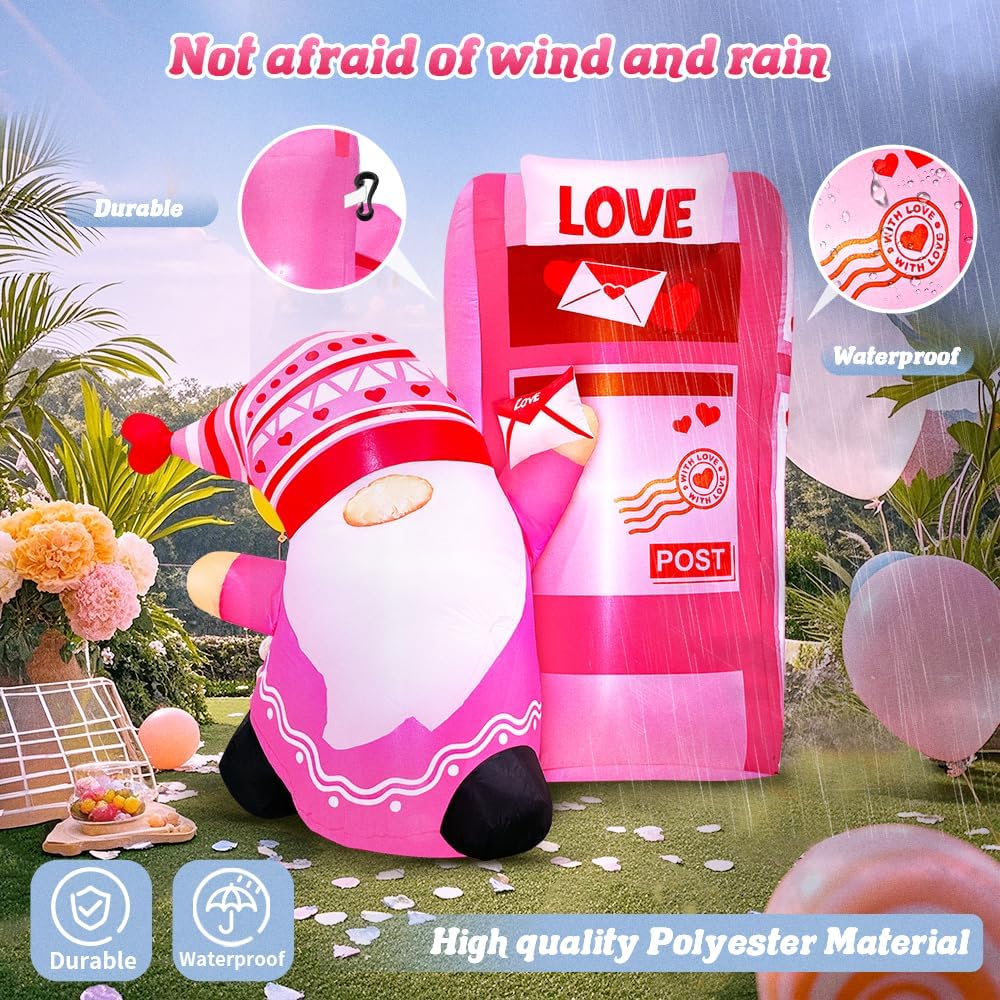 KOOY 4FT Height Mothers Day Inflatables Outdoor Decorations Blow Up Gnome Yard Decorations with Light for Valentine's Day Gift Engagement Wedding Anniversary Party Yard Décor