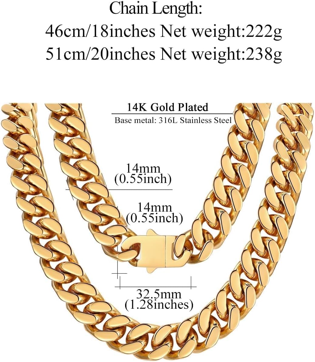 FindChic Chunky Cuban Link Chain for Women, Silver/Gold Plated Choker Trendy Statement Necklace, Thick Curb Chain Hip Hop Punk Jewelry Gift, Unisex Size 5/12/14mm - Image 6