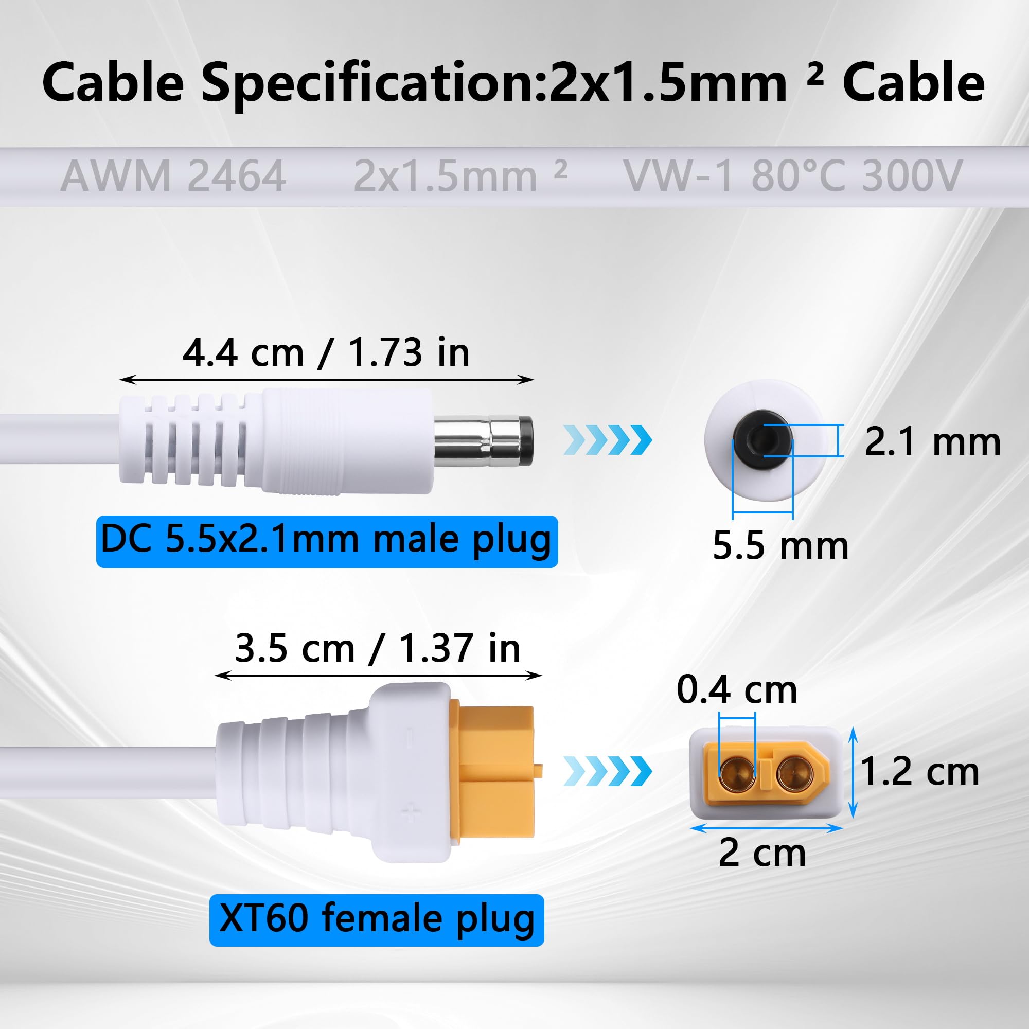 Cavo Ricarica Modellini Adattatore Cavo XT60 Femmina A Connettori HXT 4mm - Per Batterie LiPo, ESC E Caricabatterie Connettore Silicone 60a 12awg - Foto 7