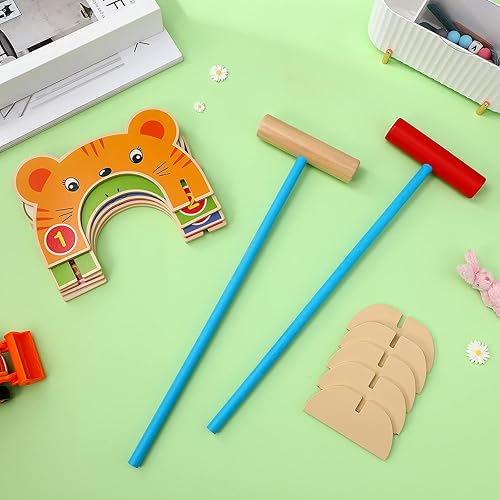 Miniatura 2 de 1 juego de croquet de madera, juego de croquet de animales para interiores y exteriores, juego de croquet para niños y niñas regalo