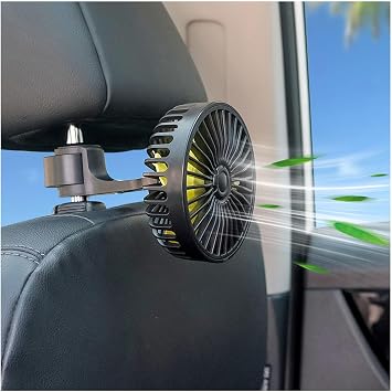 Car Fan USB Powered Car Seat Fan Portable Car Cooling Fan 3 Speed Strong Wind Rear Seat Air Circulation Fan with Adjustable Clip for Vehicles SUV RV