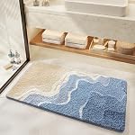 Cute Ocean Bathroom Rug Super Absorbent Bath Mat Machine Washable and Non Slip Fluffy Carpet for Shower, Bedroom and Living Room (31"x20", Footprint)