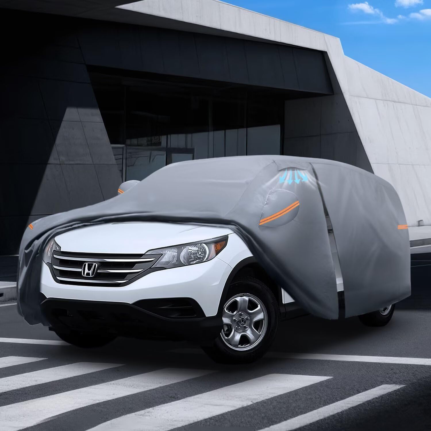 Waterproof Honda CRV CR-V(1995-2026) Car Cover with Breathable Vents, [2026 Upgrade] Premium Covers with Cotton Liner and Zipper Door, Sun Rain Snow Dust Uv Protection.(Gift with Towel)