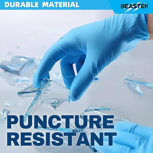 Miniatura 4 de Beastek Guantes de examen de nitrilo azul, 4 mil, desechables, sin látex, para alimentos, médicos, seguros para alimentos, guantes de limpieza, 100