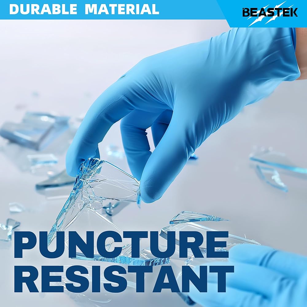 Beastek Blue Nitrile Exam Gloves, 4 Mil Disposable Powder-Free Latex-Free Medical Food Safe Cooking Cleaning Gloves, 100 Pcs view 4