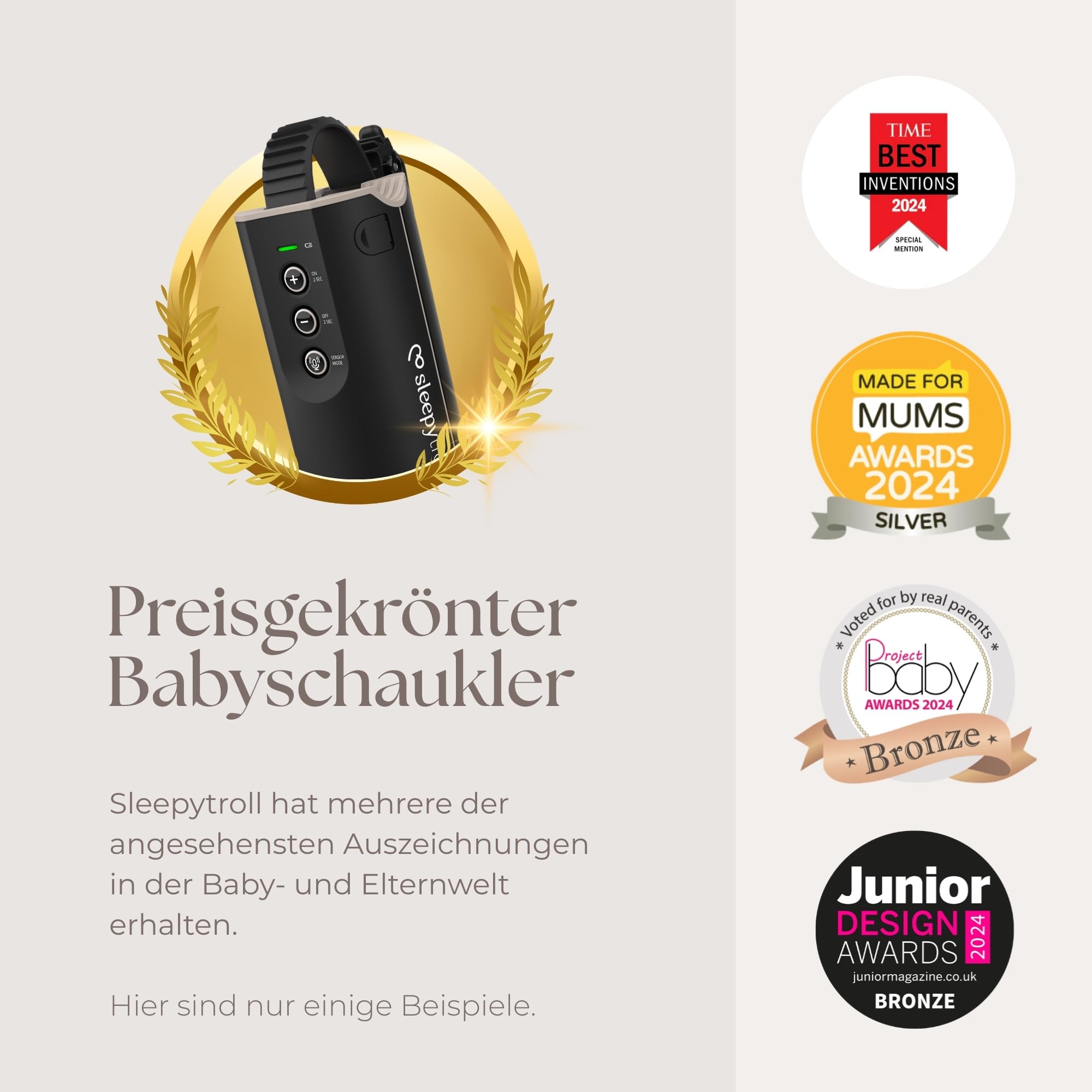 Sleepytroll Baby Rocker Gen 2 – Intelligente Einschlafhilfe mit App-Steuerung, 12h Akku, 3h automatisches Schaukeln, Bewegungs- und Soundsensor, CE/FCC-zertifiziert, IPX4, skandinavisches Design