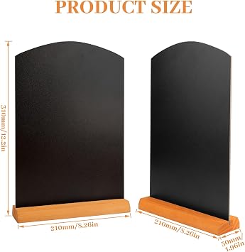 2 Pack Table Top Chalkboard with Plinth,A4 Chalkboard,Tabletop Chalkboard,Menu Chalk Board,Wood, Rustic Brown, A4, 31 X 21 X 5 CM