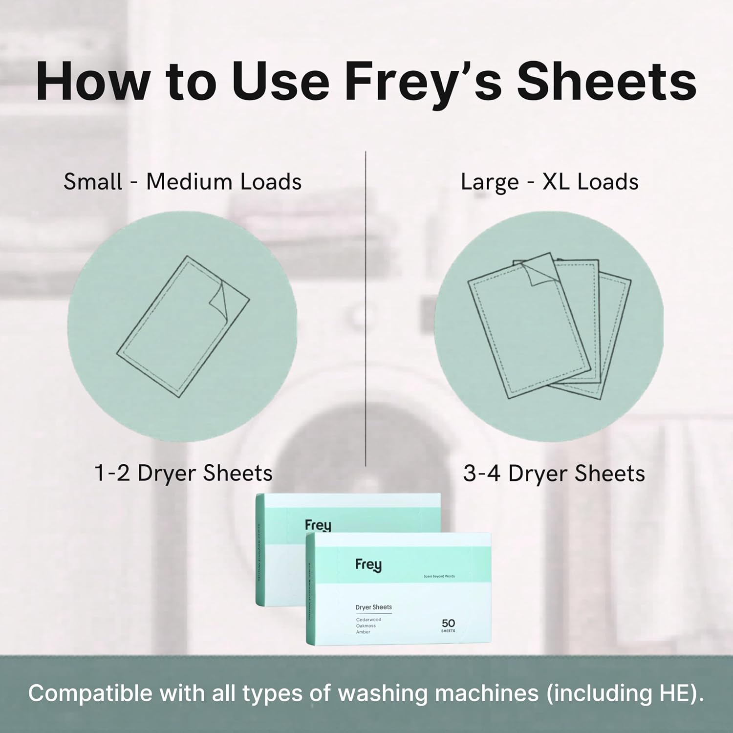 FREY Naturally Scented Dryer Sheets | Eco Friendly Fabric Softener for Static Control & Wrinkles | All Dryers | 1-Pack, Cedar Grove