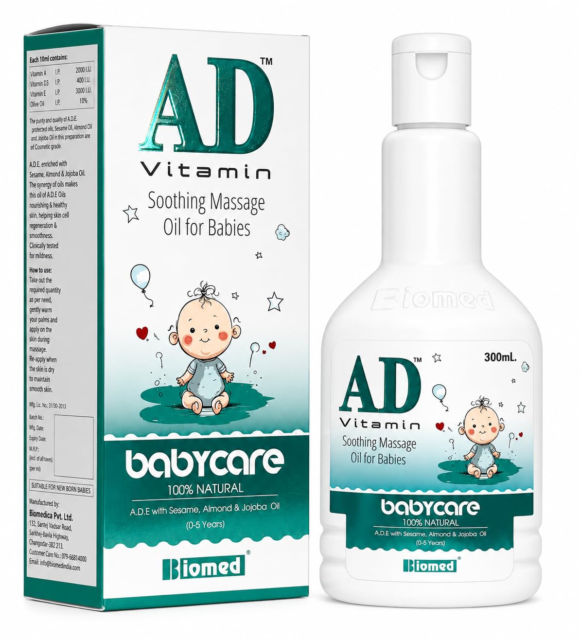 Biomed AD Vitamin Babycare Soothing Massage Oil for Babies, with Vitamins A, D & E, Sesame Oil, Almond Oil & Jojoba Oil, 300 ml-picture-11