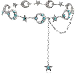 Western Turquoise Concho Belt for Women Concho Cowgirl Waist Chain Adjustable Western Belt for Dresses Jeans