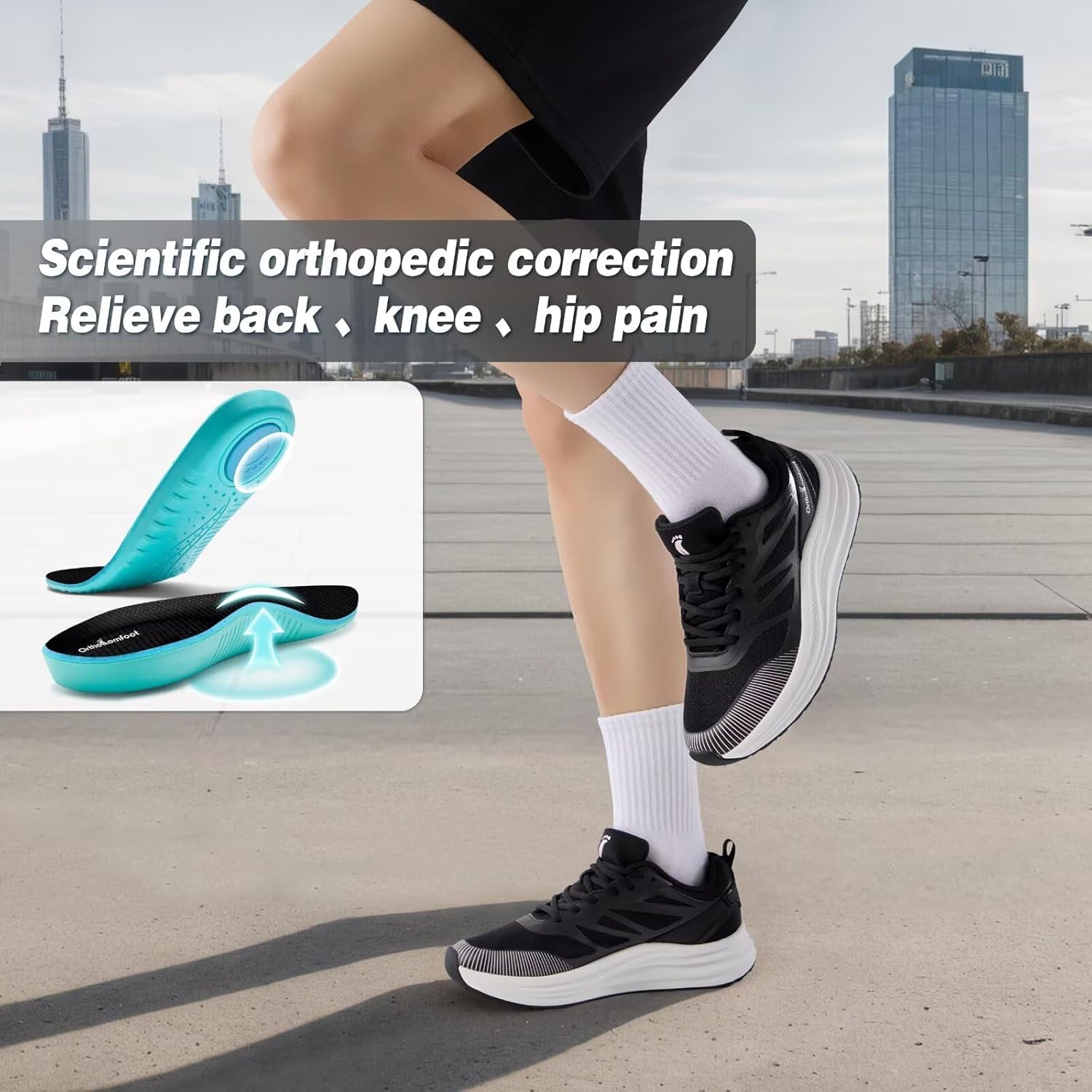 Women's Orthopedic Road Running Shoes: Comfortable Arch Supports Plantar Fasciitis Orthotic Athletic Sneakers, Casual Supportive Flat Feet High Arch Walking Shoes for Foot Heel and Pain Relief