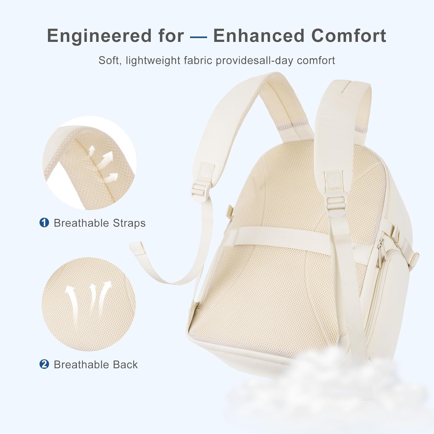 MOSISO 30L Travel Backpack for Women, Airline Approved Carry on Backpack with Shoe Compartment, Puffy Lightweight 15.6 inch Laptop Bag with 3 Front Pockets, Personal Item Travel Bag, Sand - Image 4