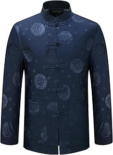 Chaqueta de Tai Chi para hombre, uniforme de artes marciales de seda de manga larga, camisa de Tai Chi, traje de estilo chino, adecuado para ejercicios matutinos Wing Chun Taekwondo (color: azul mar