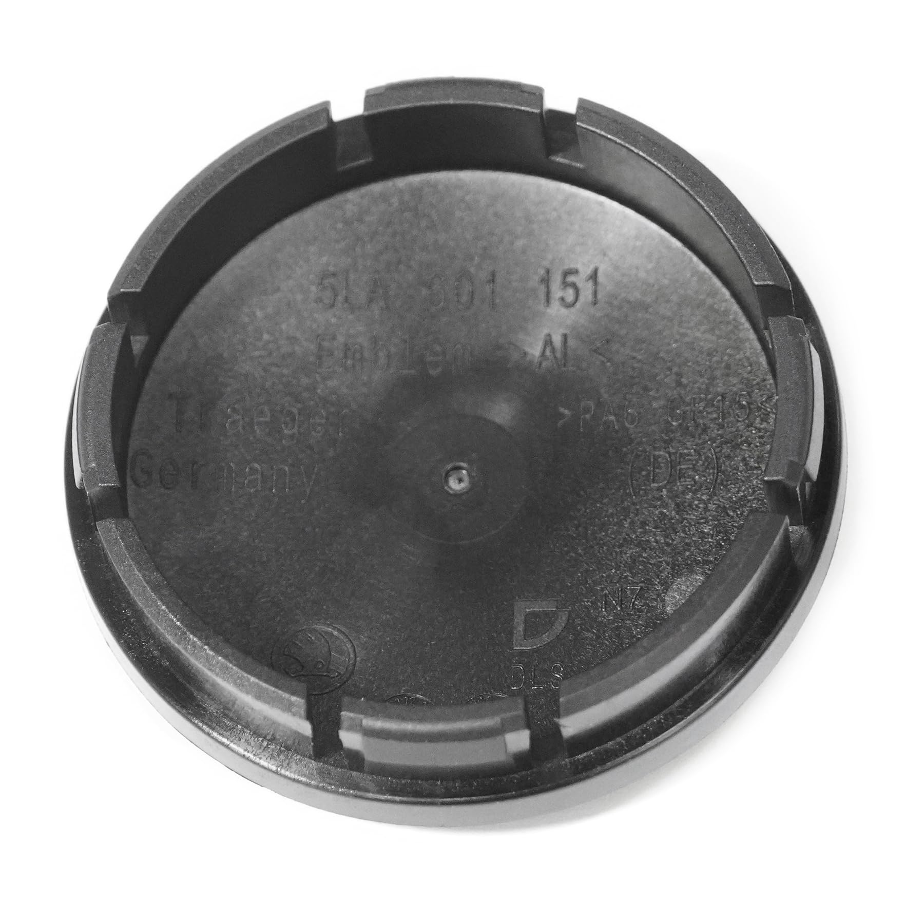 Skoda Coprimozzo Originale in Plastica, Colore Nero Satinato e Cromato Scuro, Diametro Esterno ca. 56 mm, per Cerchi in Alluminio, 5LA071213D