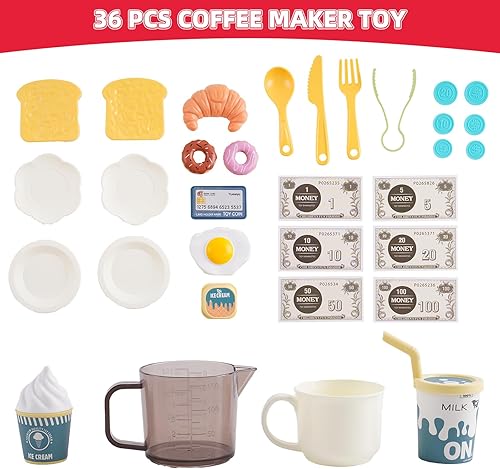 Miniatura 6 de Cafetera de juguete, juego de rol, hamburguesería, caja registradora con sonido, juegos de cocina para niños, electrodomésticos de cocina, juguete
