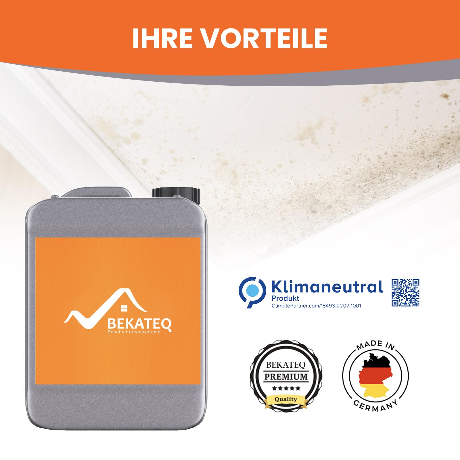 Schimmelentferner Set für Wand, Bad, Fugen - 10l Schimmelreiniger + Tuch + Fugenreiniger + Sprühflasche - Anti Schimmel Reiniger, Schimmelstop, Schimmelmittel säure & chlorfrei - BEKATEQ BE-780