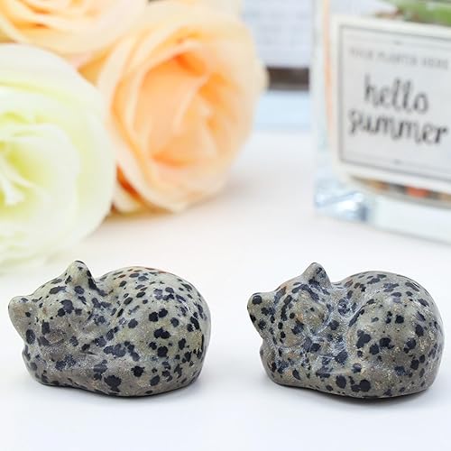 Miniatura 9 de QINJIEJIE Figura de gato de cuarzo transparente, estatua de piedra tallada, regalo de cristal curativo blanco, piedra preciosa natural de bolsillo,