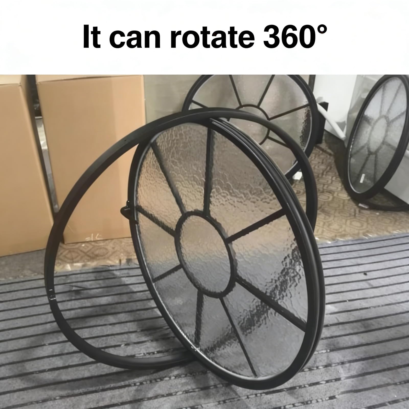 Fenêtre pivotante Ronde, Cadre en Aluminium pivotant à 360°, fenêtre décorative Moderne pour Chambre, Salle de Bain, Salon, avec Panneau en Verre Transparent