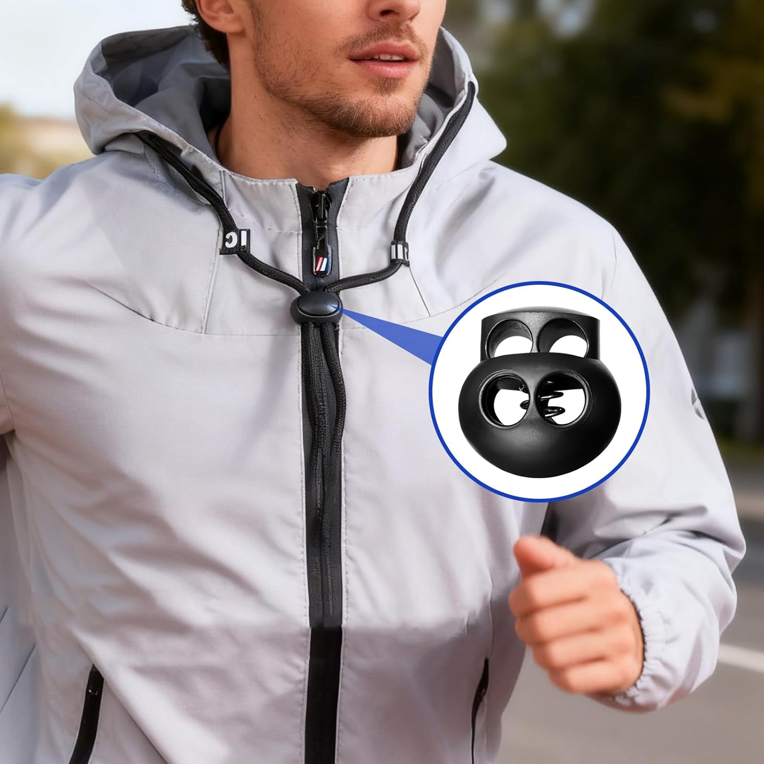 20Pcs Spring Cord Lock End Stopper Fastener Slider Toggles Clip - Double Hole Round Plastic for Drawstrings Lanyard Paracord Elastic Bungee Shock Cord Rope - Shoe Lace Tie Locks - Shoelace Lace Lock - Image 3