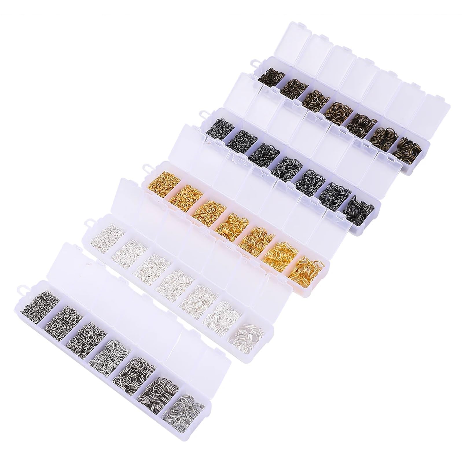 Biegeringe 5 Boxen offene Binderinge, geteilte Verbindungsschlaufe für DIY-Schmuckherstellung, Verbindungsstück (5 Stück SL)