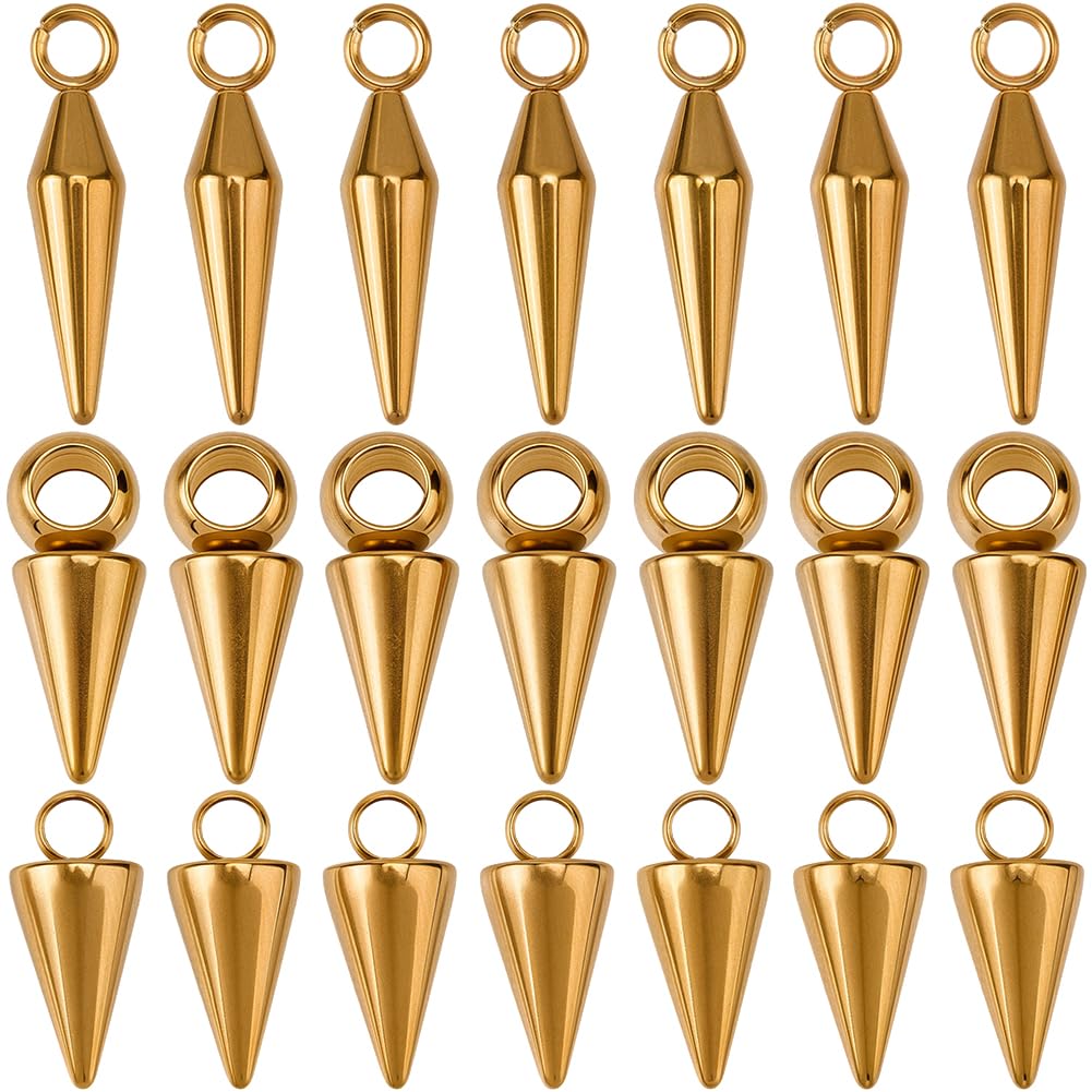 Pendentifs en métal style hip hop cônes dorés pour col et création de bijoux