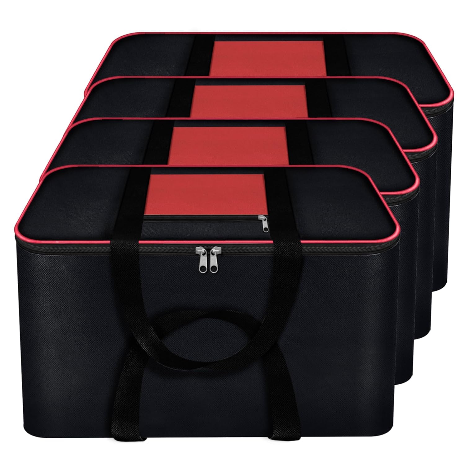 ACORMEK Large Clothes Storage Bag Underbed Storage Bag Moisture Proof Cloth Organiser Nylon Big Underbed Storage Bag with Zippered Closure and Handle(Black Red, 54x46x28cm) (Pack Of-4)-image-18
