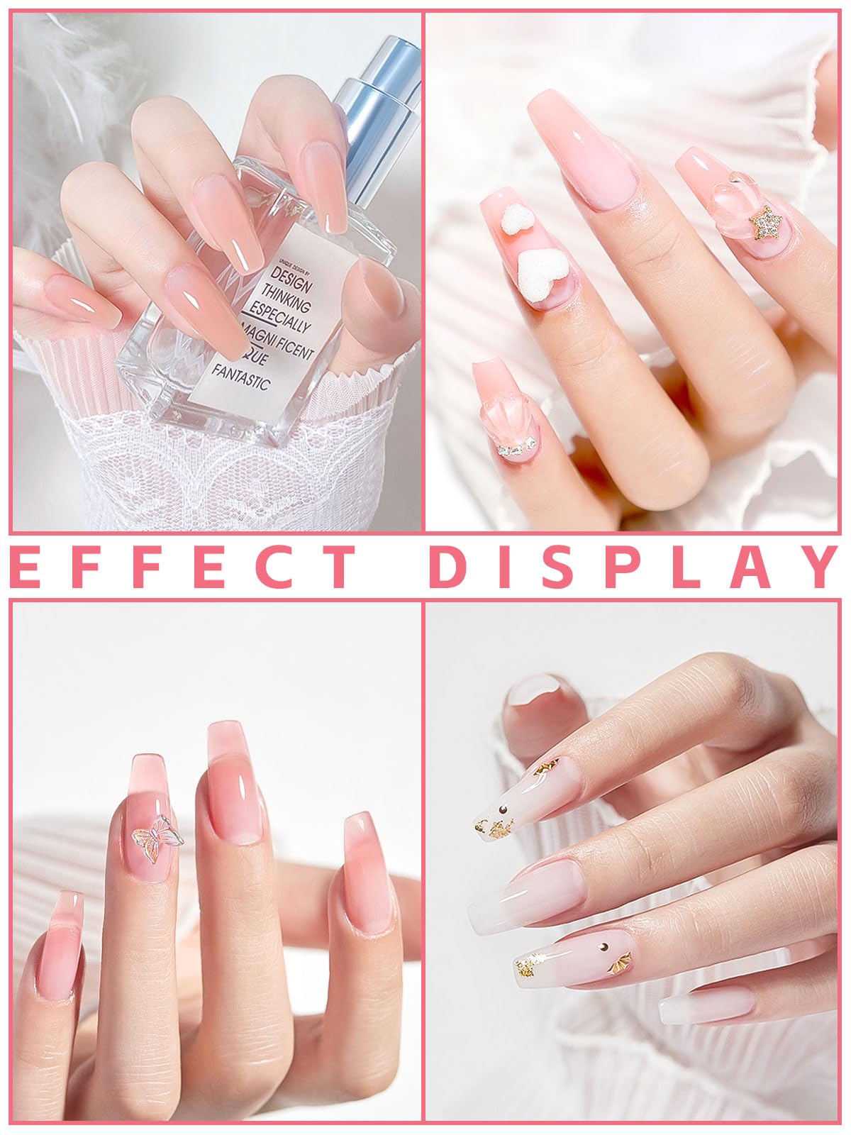 EBANKU Poly Gel Unghie Kit, 9 Colori Nail Extension Gel Kit Semipermanente Unghie Kit Rricostruzione Unghie Gel Completo con Lampada Unghie Finte Top Base Coat per Nail Art