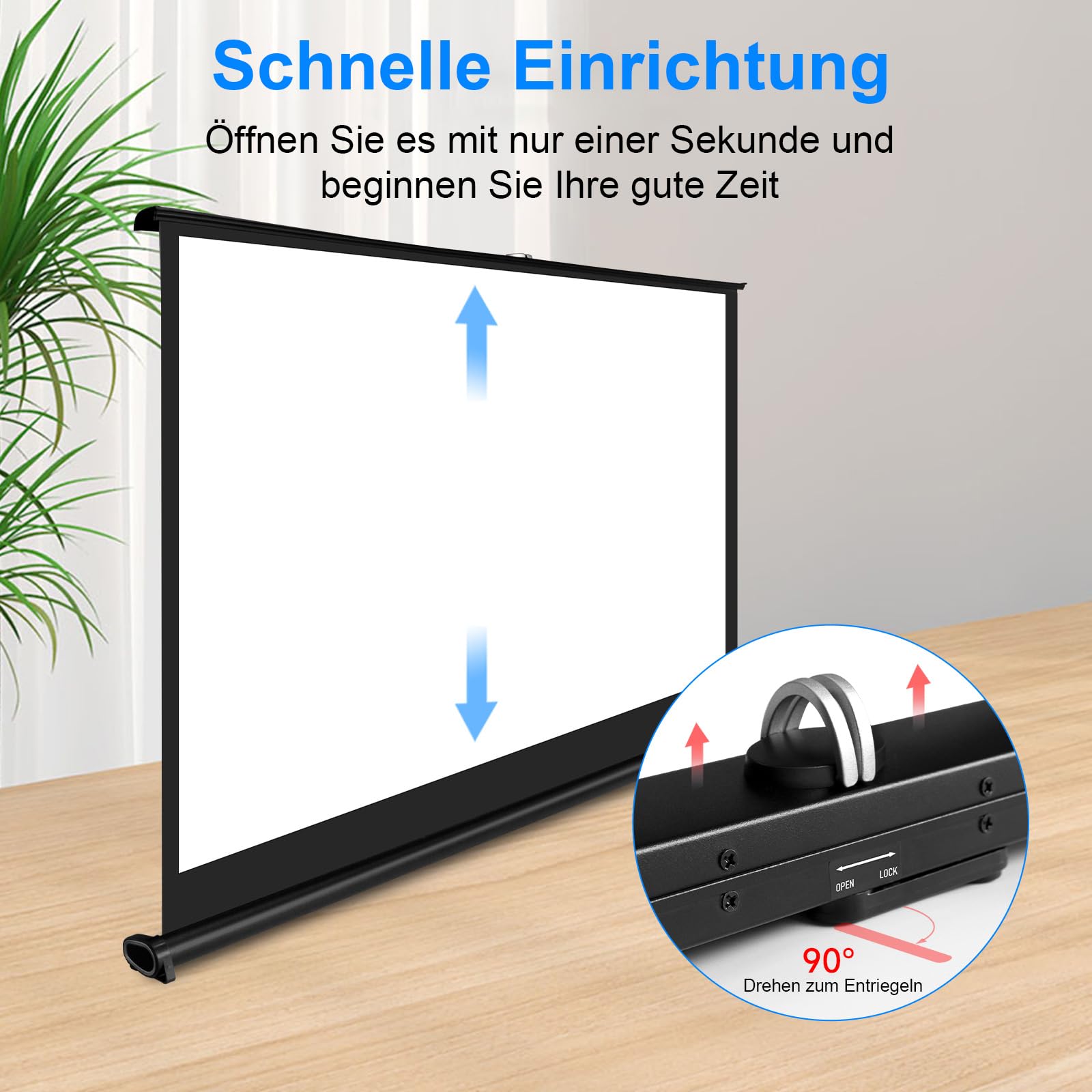 IN&VI Tragbare Leinwand Beamer 40 Zoll,Pull-Up Beamer Leinwand mit Ständer für Camping,Heimkino,Schule,Treffen