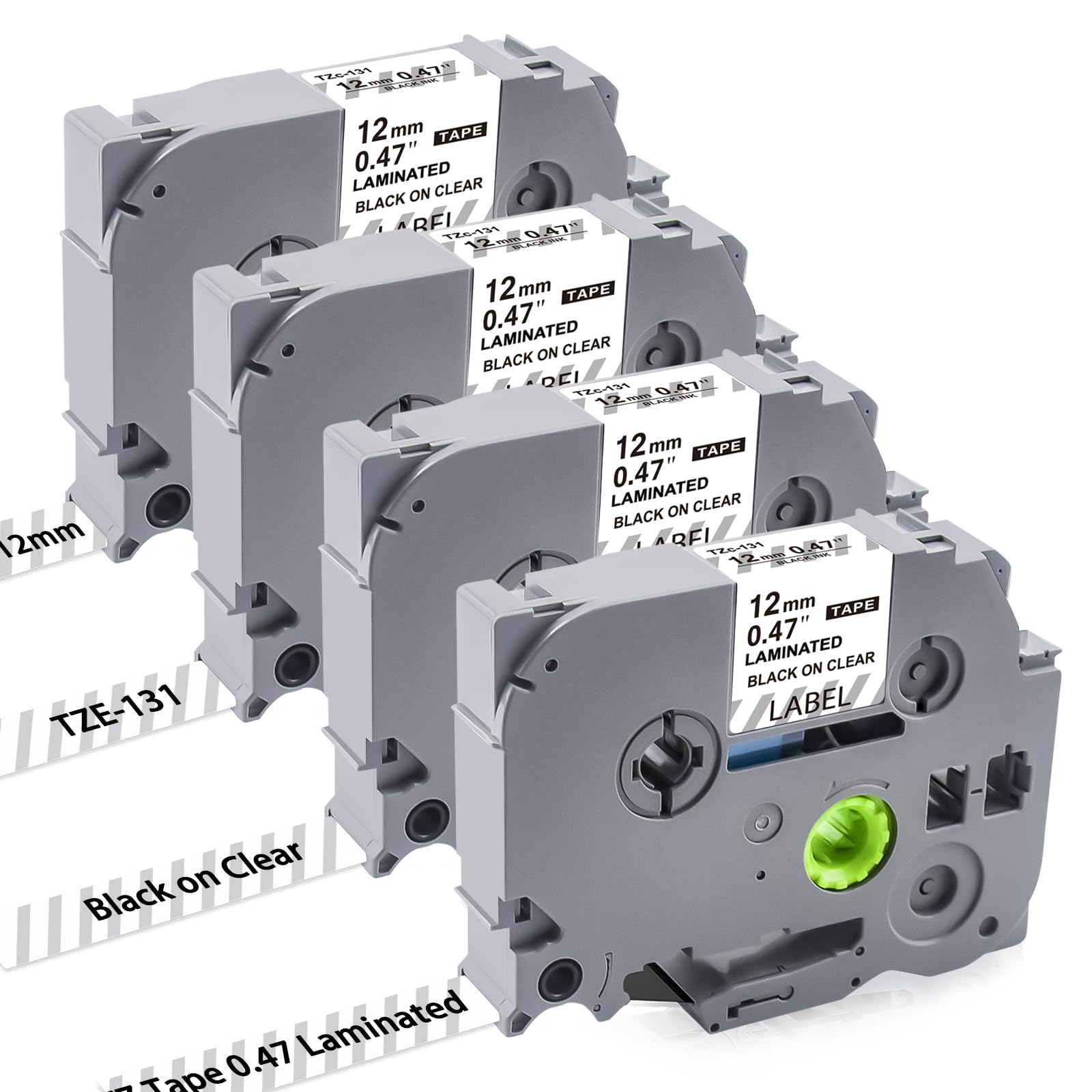 Womiten 4PK Tz Tape 12mm 0.47 Laminated Clear TZe-131 TZe131 Compatible for Brother Label Maker Tape 12mm 0.47 Clear TZ-131 1/2 inch x 26.2 ft, for P Touch PTD210 PTD200 PT-D220 PTH100 PTH110