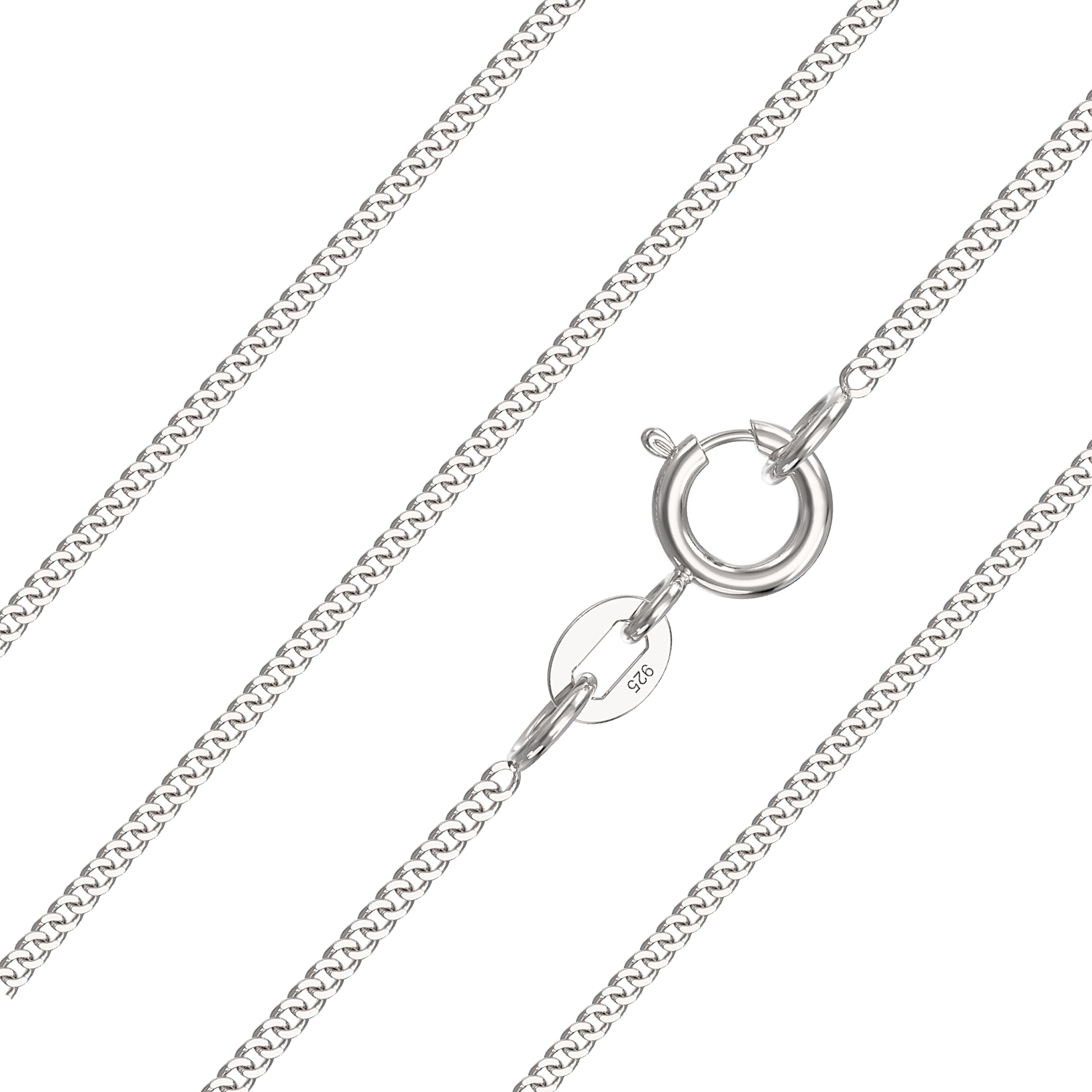 Aeon Collana In Argento 925 Catena Barbazzale 1mm | Scegli 40/45/50 Cm | Unisex Con Panno Lucidante