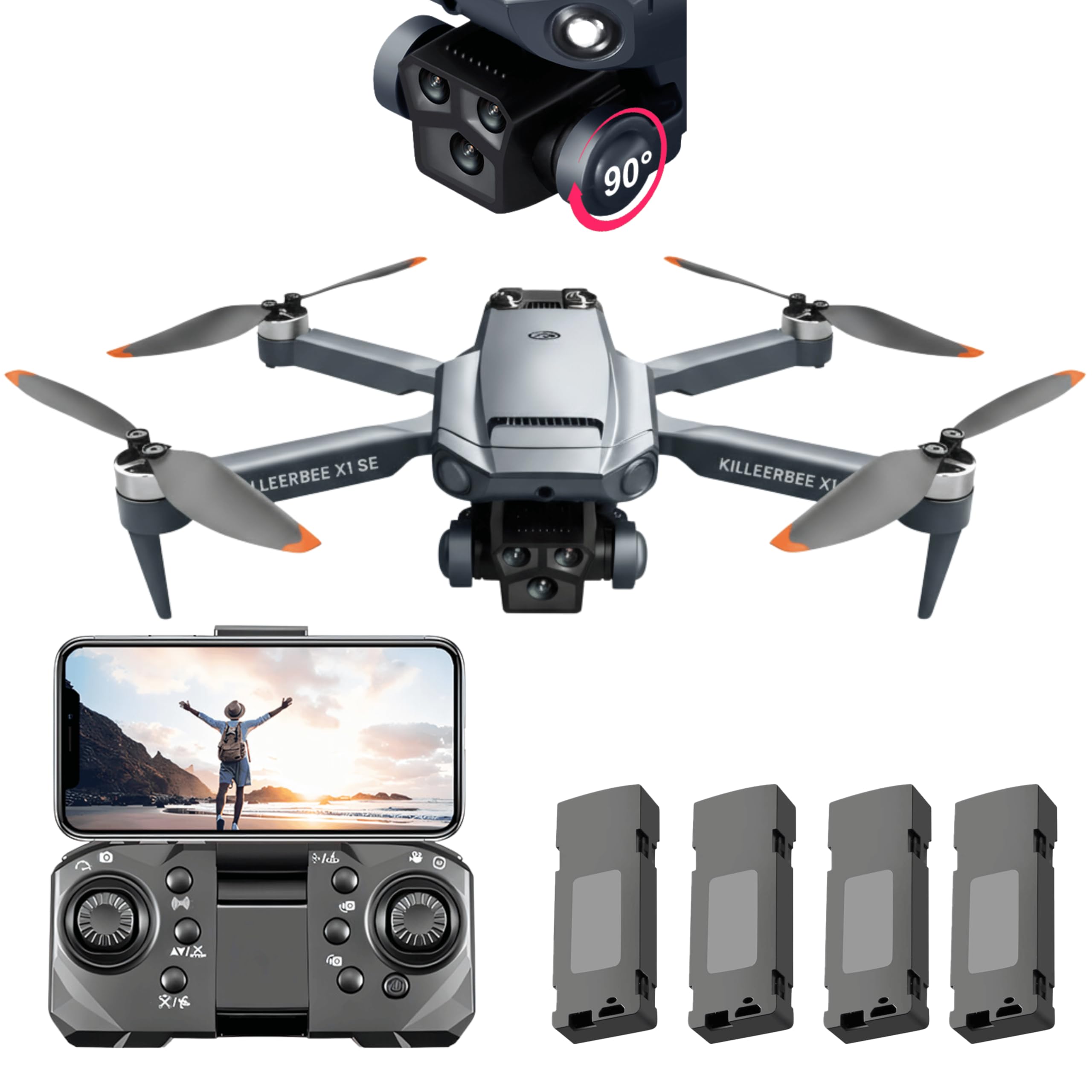 drone per bambini e adulti con motore elettrico brushless, camera doppia e volo fino a 48 minuti