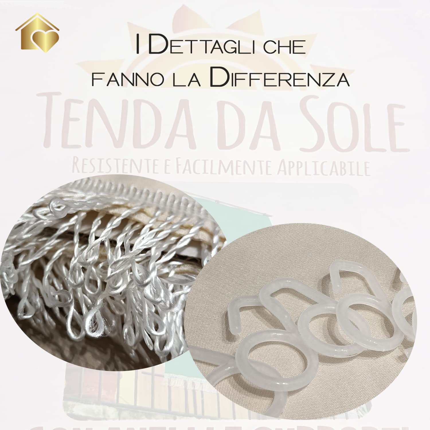 Home Tresor - Tenda da Sole da Esterno per Balcone/Terrazzo/Veranda con Anelli e Ganci per Applicazione, Resistente e Lavabile, 100% Poliestere, Tinta Unita Blu cm. 200x300