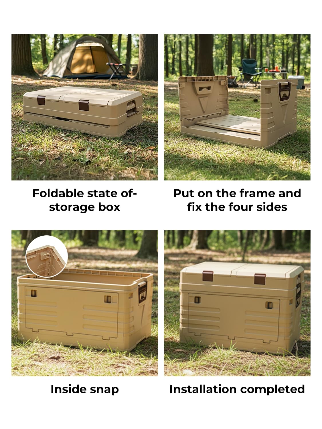 solarplay Faltbare Aufbewahrungsbox 60L mit Deckel, Extra Große Faltbox mit Verstärktem Rahmen, Platzsparend Zusammenklappbar für Auto, Camping, Haushalt & Garten (57.5 x 22 x 40.5cm)