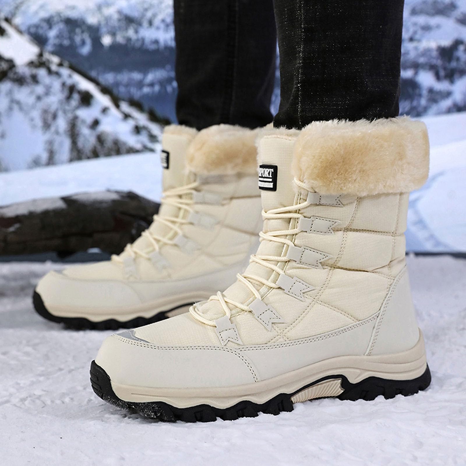 Scarpe Invernali Donna Comode Stivali con Fodera Isolante, Per Esterni, Il Freddo, Termici, Antiscivolo,Stivaletti Caldi Alla Caviglia Condizioni Nevose