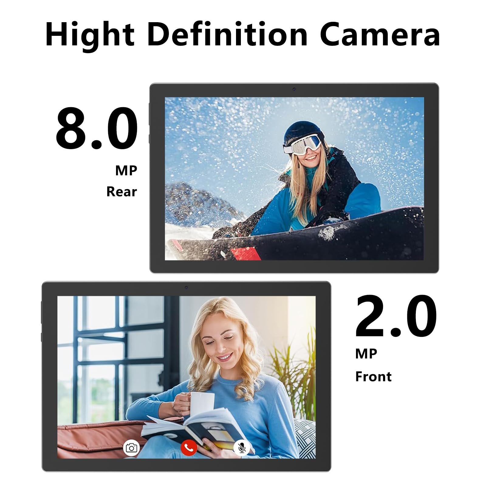 Tablette Android 15 10" avec étui, 10 Go de RAM + 64 Go de ROM (extensible à 1 To), processeur Quad Core, 5G WiFi 6, BT5.0, écran HD 1280 x 800, 6000 mAh, double caméra, GMS, Widevine L1, noir