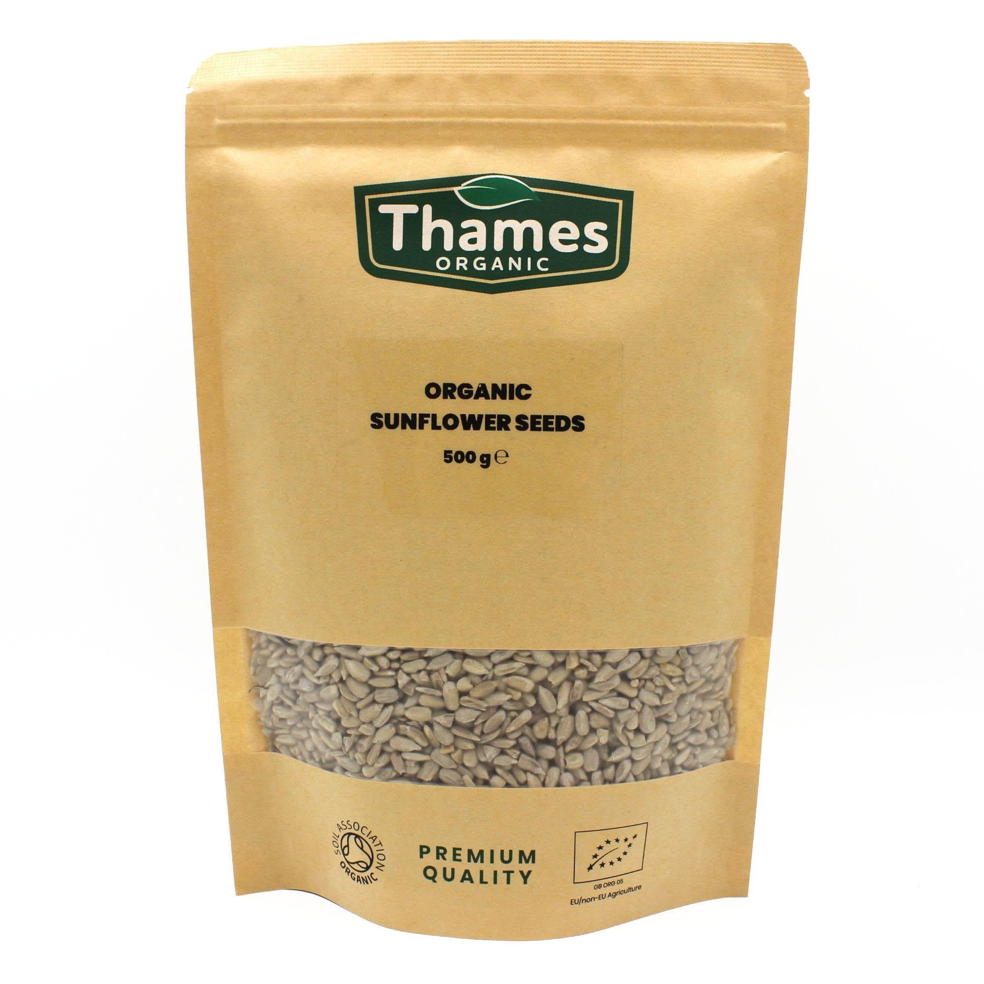 Organic Sunflower Seeds - Raw, Vegan, GMO-Free - No Additives or Preservatives - High in Vitamin E and Fiber, Source of Protein, Certified Organic - Thames Organic 500g