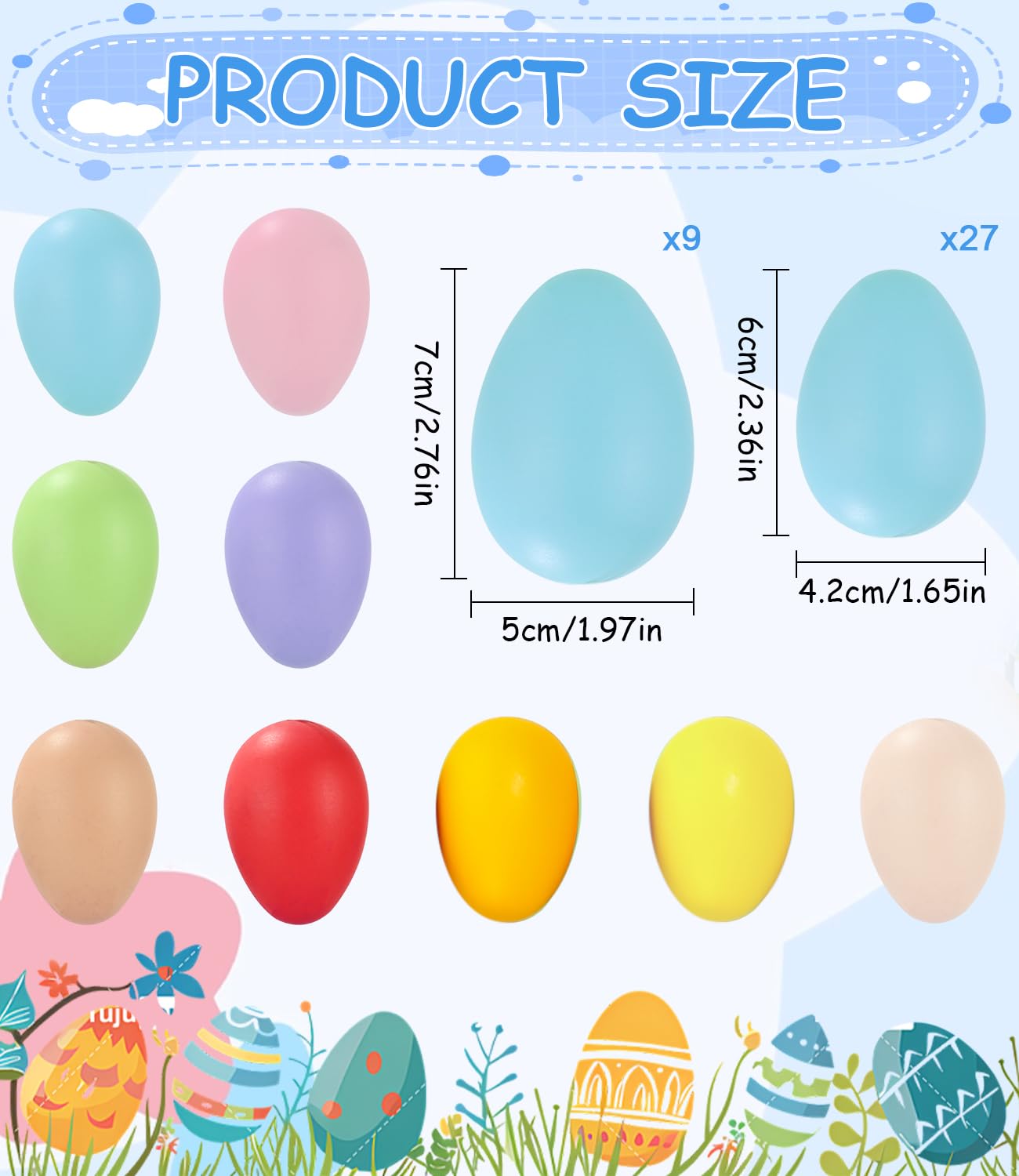 24 Huevos De Pascua De Plástico Coloridos - Con Colgante, 6x4 Cm, Decoración Para Interior Y Exterior 24 Huevos De Pascua De Plástico Coloridos - Con Colgante, 6x4 Cm, Decoración Para Interior Y Exterior