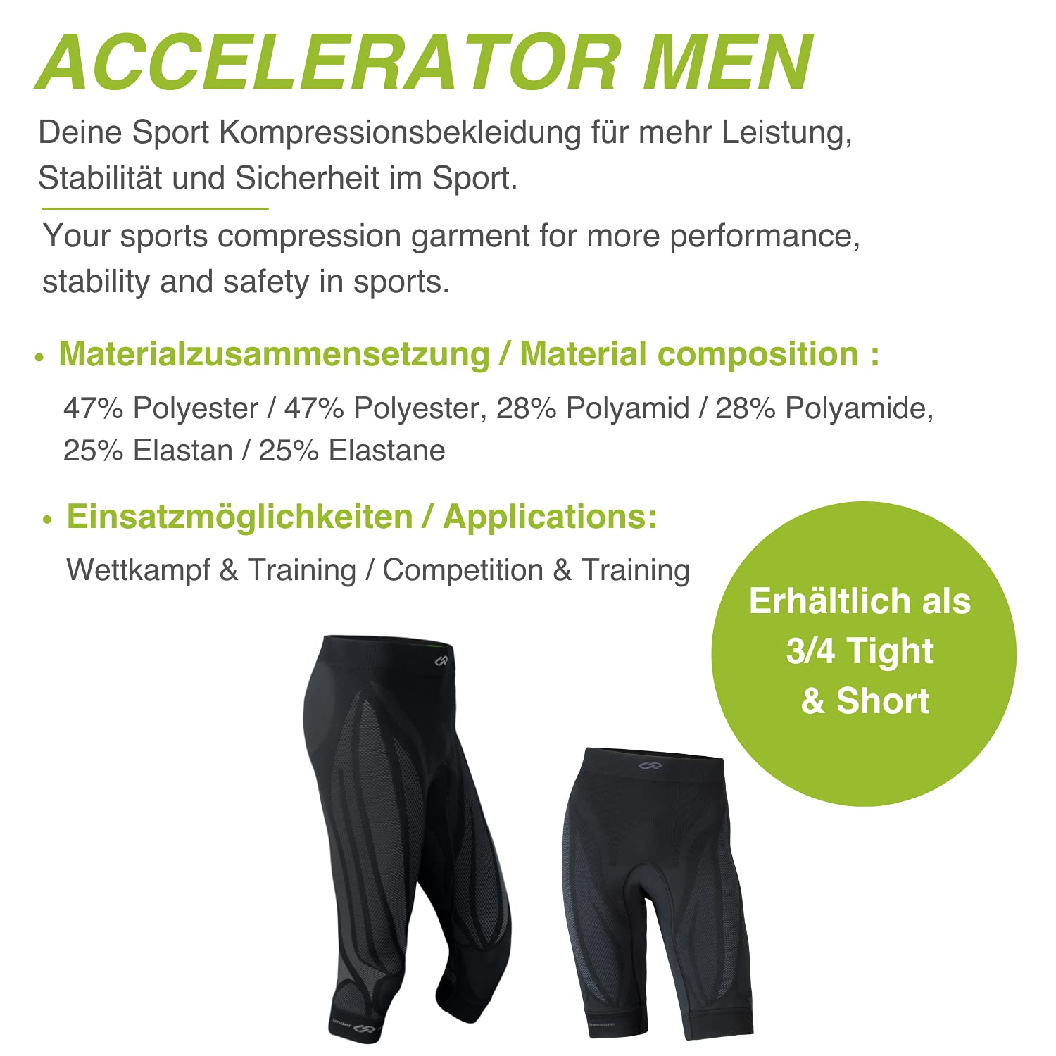 Sport Kompressionshose Under Pressure Accelerator Men (Starke Kompression) - Höchste Qualität, Made in Germany!