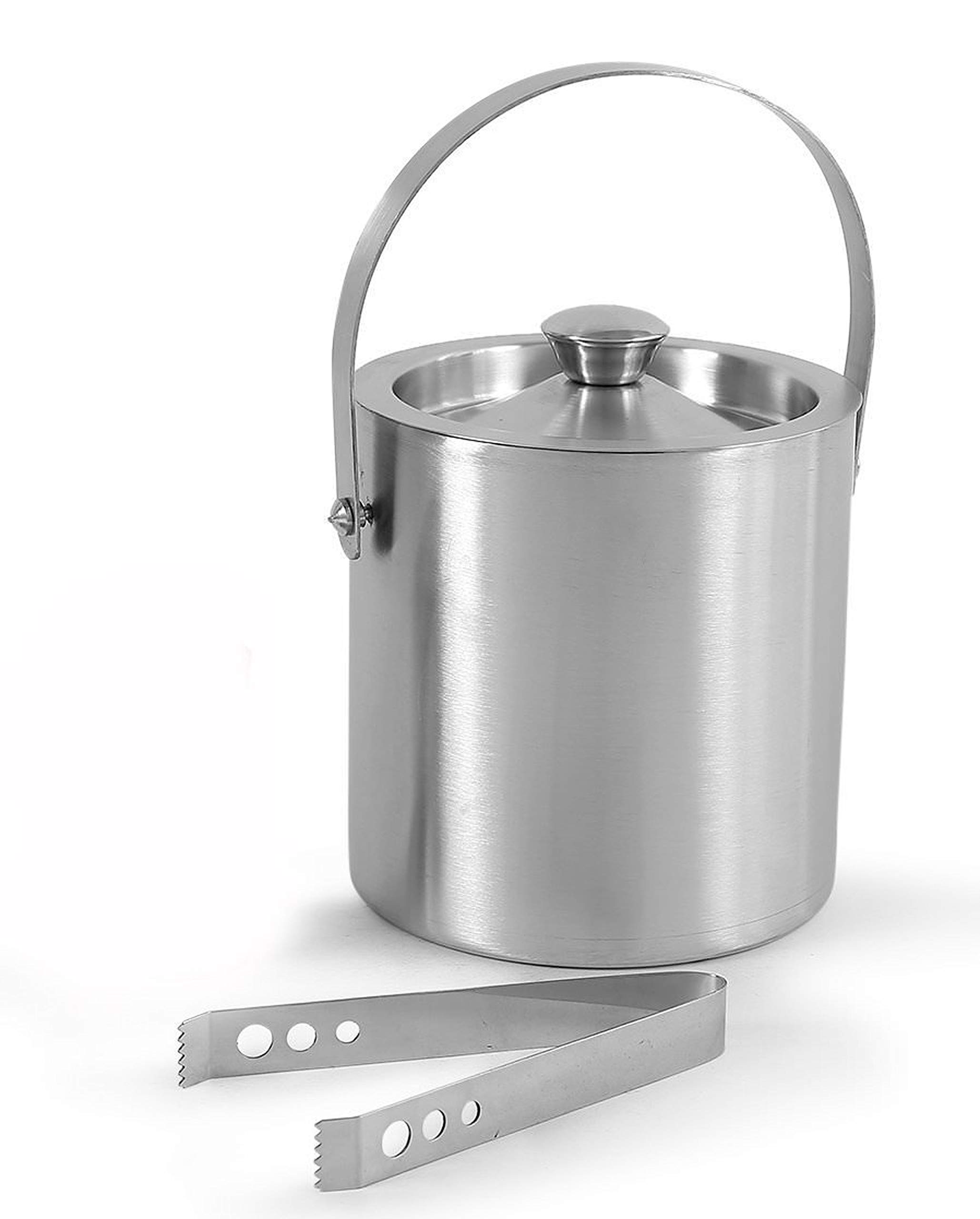 HAINE Stainless Steel Barware Set of Double Wall Ice Bucket, Ice Tong and Peg Measuring Jig, 1600 ml 2