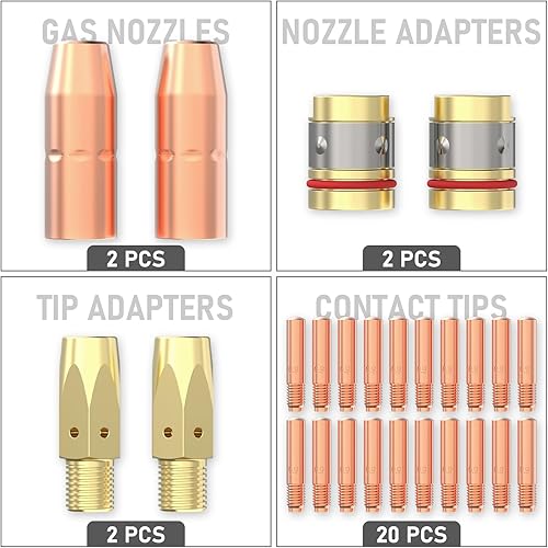 Miniatura 6 de YESWELDER Kit de Accesorios para Pistola de Soldadura MIG .035" Punta-Boquilla-Difusor para Antorcha Miller Millermatic M-25/M-40 Hobart