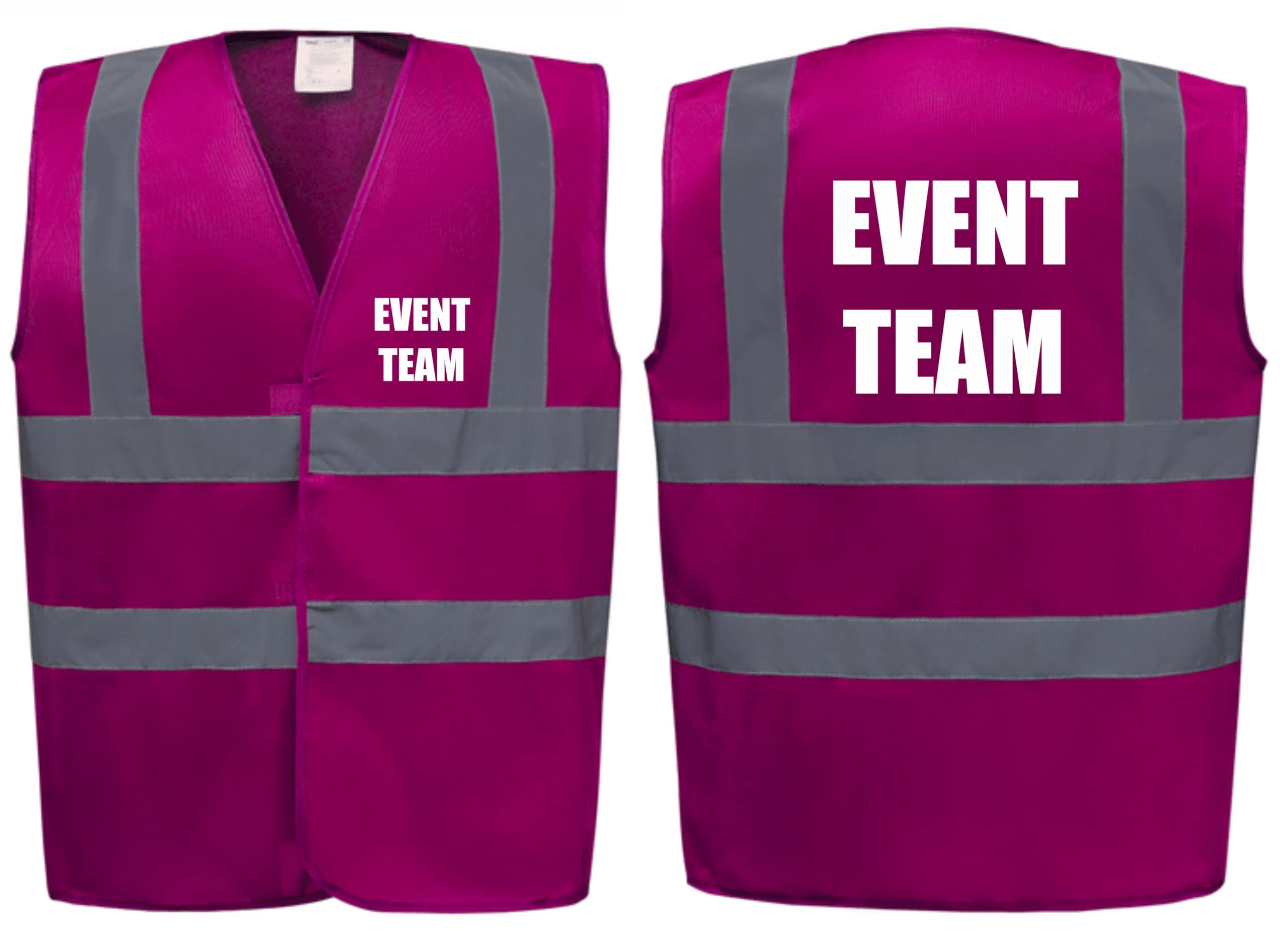Brook Hi Vis Premium Safety Vest - EVENT TEAM Printed Front & Back, Event Management High Viz Waistcoat, Available in 14 Colours, Festivals (UK, Alpha, M, Regular, Regular, Raspberry) — image 1
