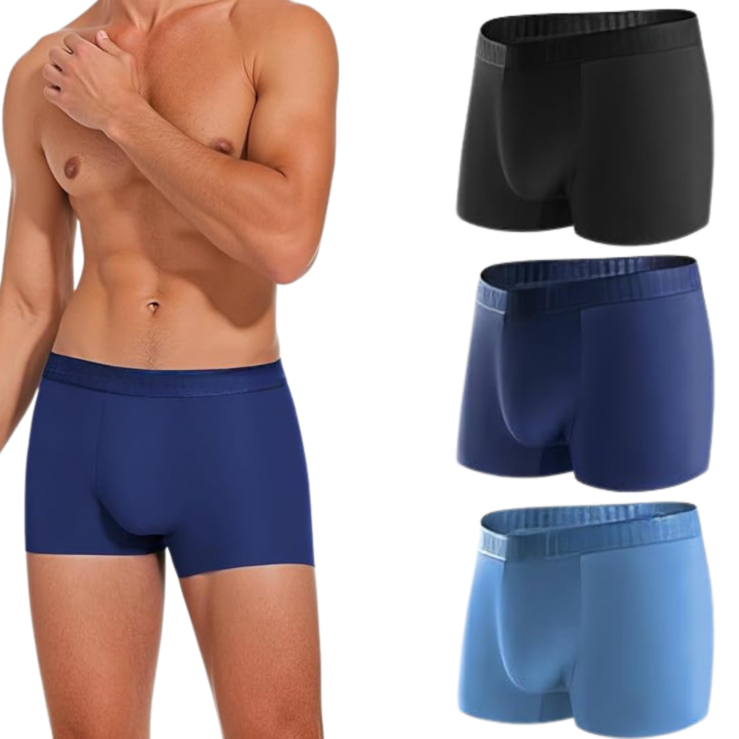 Ultra-Soft Material Trunks for Men| Ice-Silk Men Short | Underwear | Multi-Colored.(Pack of 3) Size : L,XL,XXL-image-45