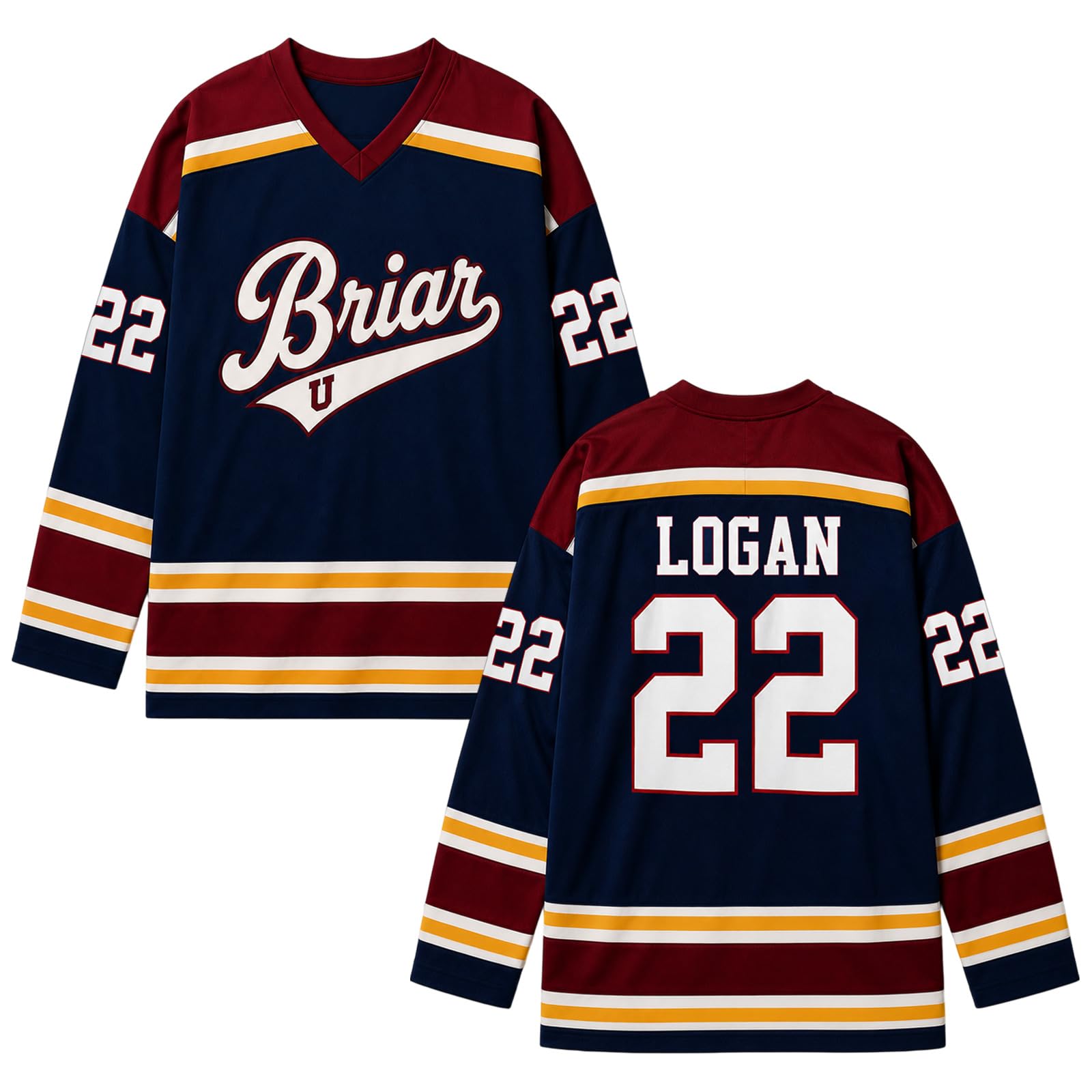Off-Campus Merch Jersey V-Neck Sports T-Shirt for Men and Women, Ice Hockey Fan Shirt Graham 44 / Logan 22 / Tucker 46 / Di Laurentis 66, Briar-u Merch Shirt, M