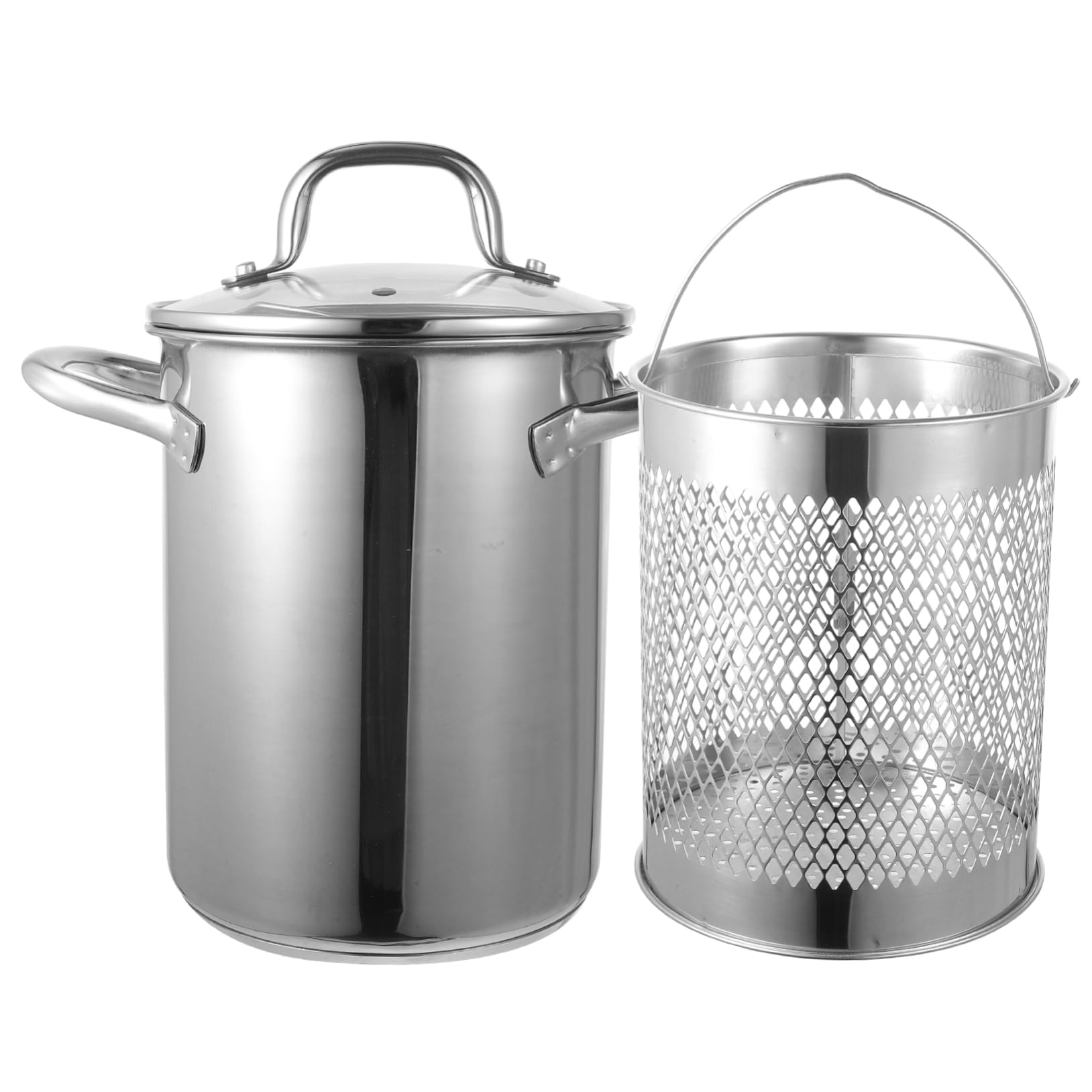 VOSAREA 1Set Stainless Steel Tempura Frying Pot Deep Fryer Pan with Oil Draining Basket for Crispier Foods Non Stick Design Suitable for All Stove Kitchen Essential