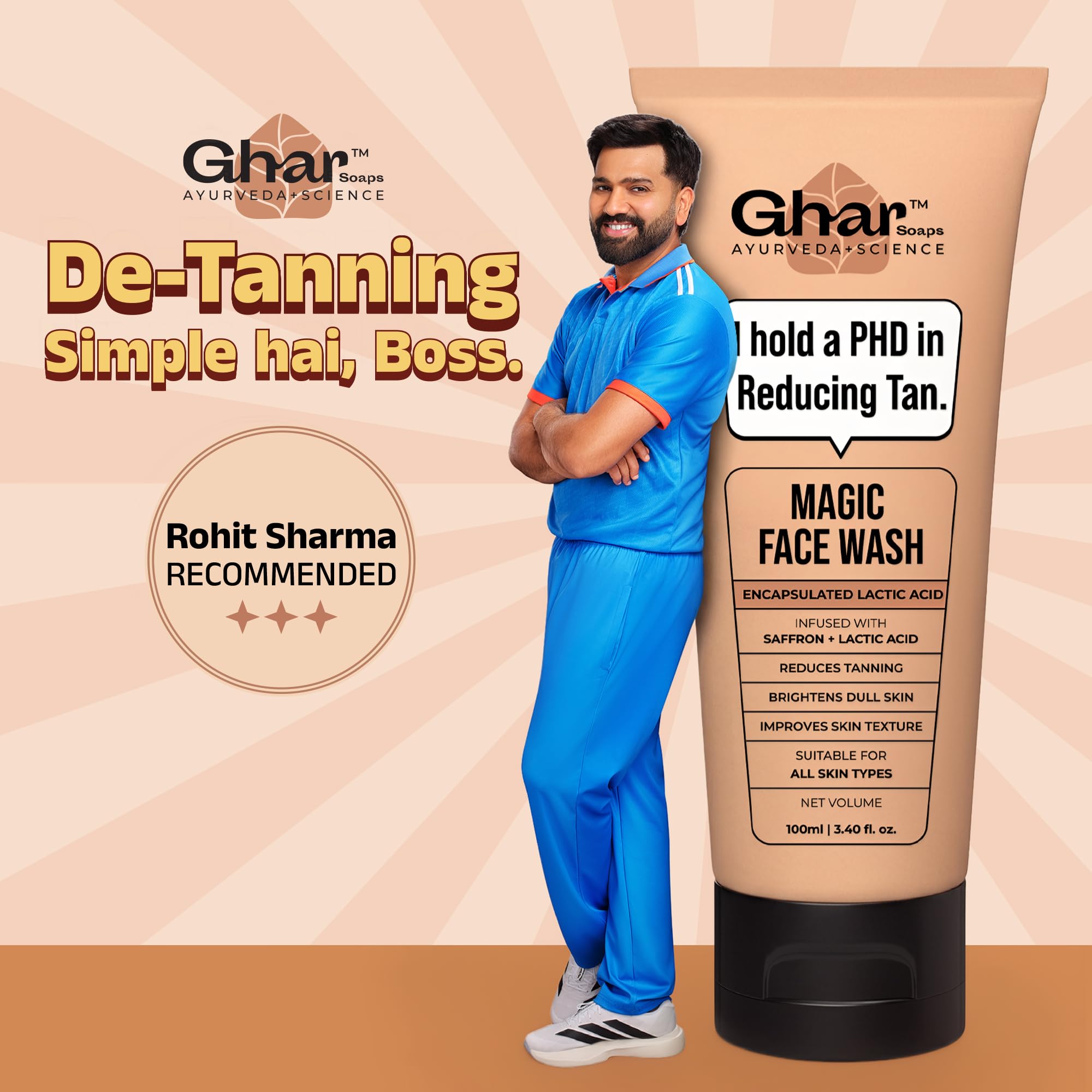 Magic Face Wash Duo | Reduce Tan & Skin Brightening | With Saffron, Glutathione & Lactic Acid | Restores Natural Glow | For Men & Women