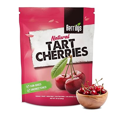 Berrilys Dried Tart Cherries - Unsweetened, No Sugar Added, Pitted, Unsulfured, No Preservatives, Non-GMO, 16 oz