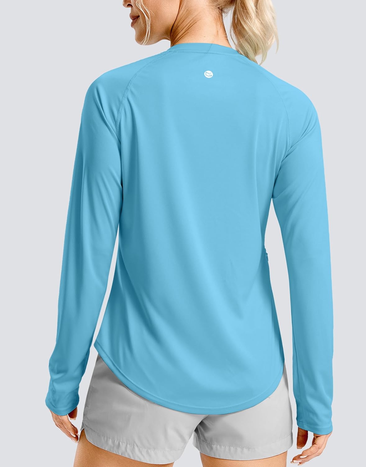 Women's UPF50+ Sun Protection Shirts with Zip Pocket Long Sleeve Workout Tops for Swimming Hiking Quick Dry Rash Guard - Image 2