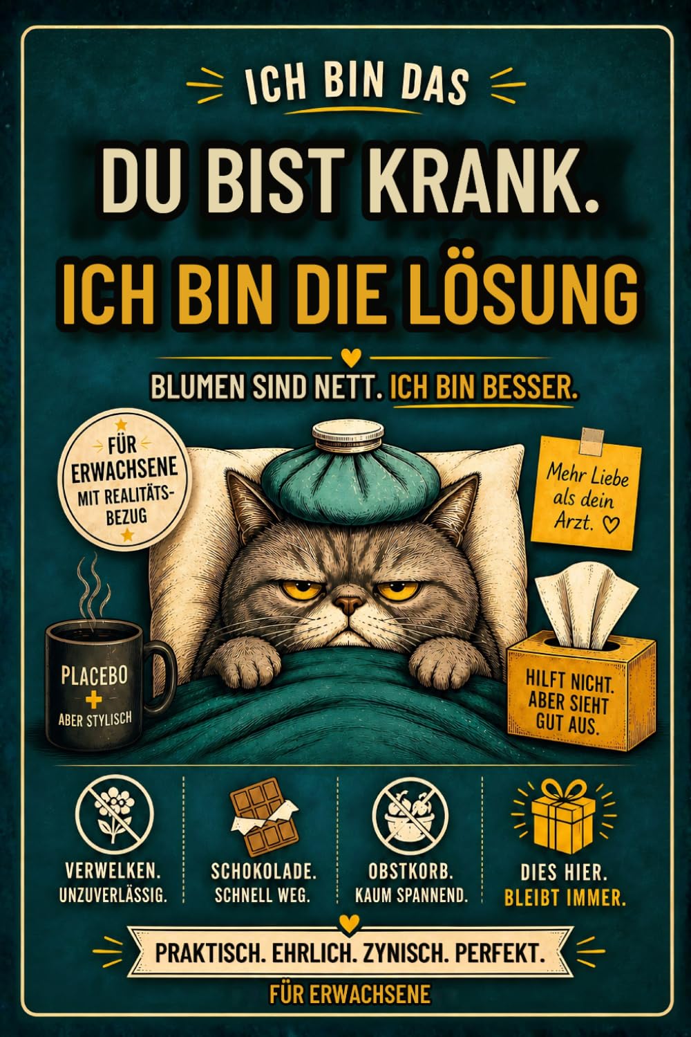 Du bist krank. Ich bin die Lösung: Witziges Gute-Besserung-Buch nach OP, Krankheit oder Reha.: Humorvolles Reha Geschenk für Männer und Frauen.
