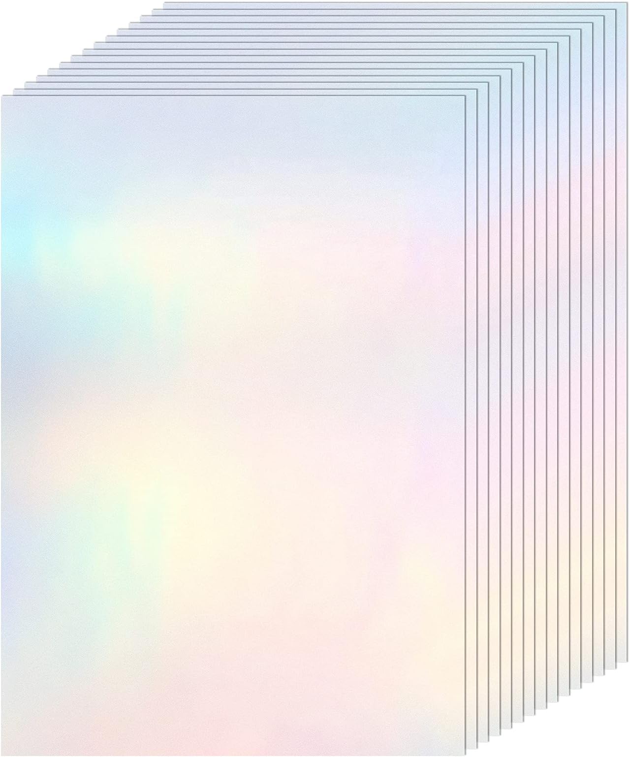 Clabby 36 Sheets Holographic Sticker Paper A4 Vinyl Holographic Laminate Sheets Self Adhesive Waterproof Transparent Film, 11.7 x 8.3 inches(Colorful)